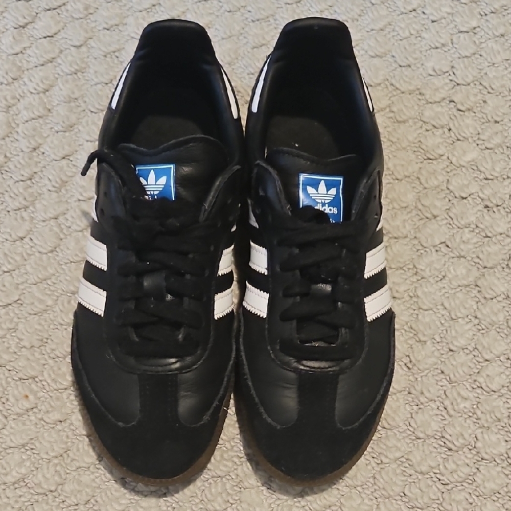 Adidas Women's Black Sneakers with White Stripes